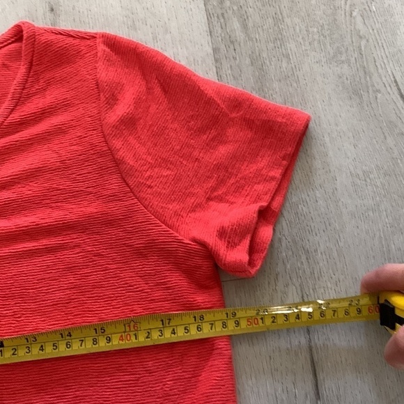 Madewell‎ Ottoman Jacquard Ruched-Front Top size M orange short sleeves - Picture 7 of 10
